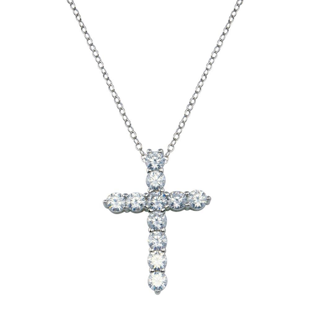 Rounded CZ Cross Necklace